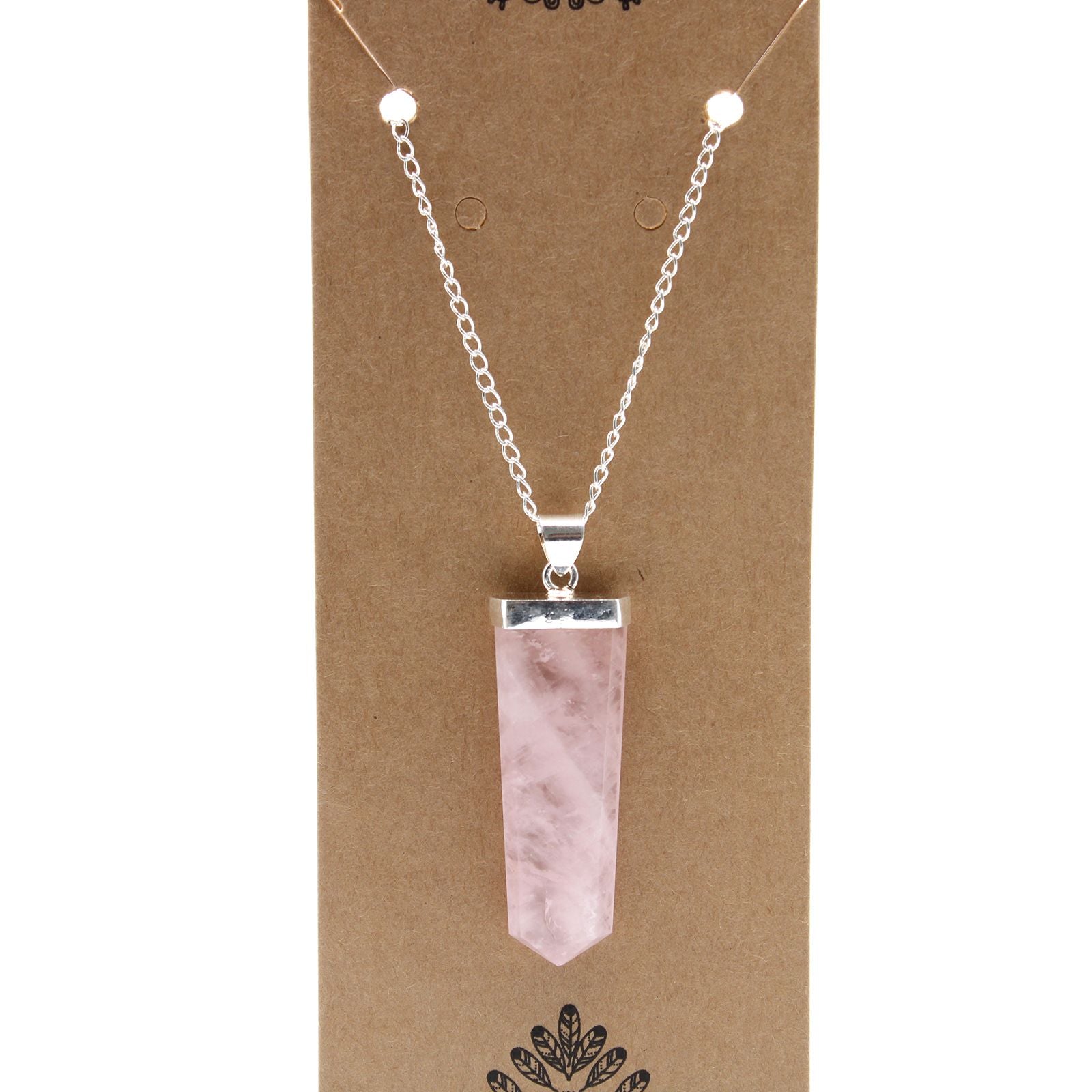 Polished Gemstone Flat Pencil Pendant - Rose Quartz featuring soft pink tone and gentle translucence - Luna Panther