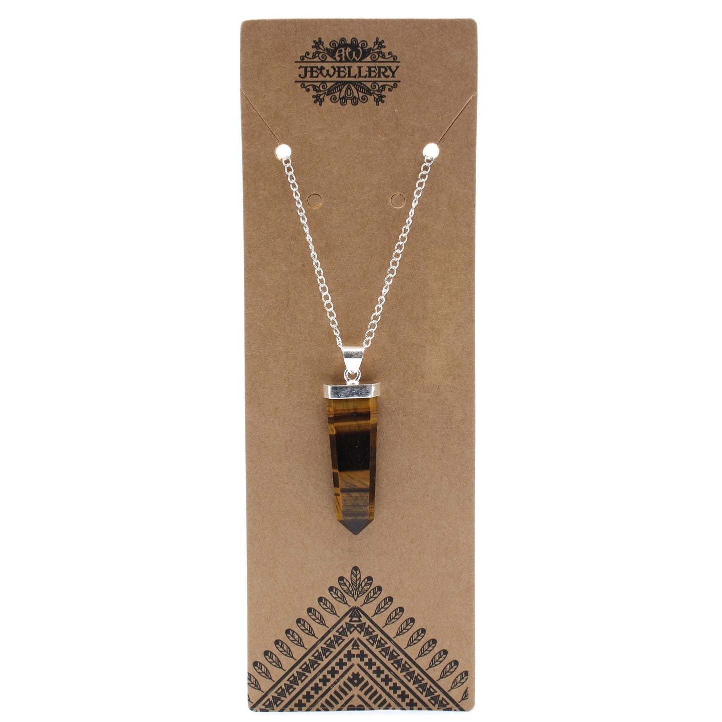 Polished Gemstone Flat Pencil Pendant - Tiger Eye featuring natural patterning and unique variations - Luna Panther