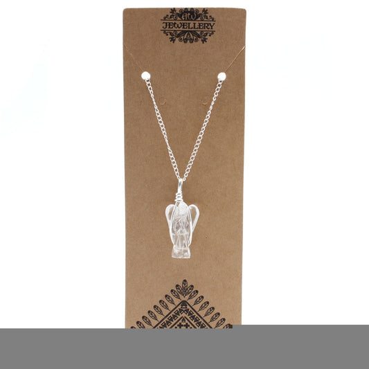 Polished Gemstone Guardian Angel Pendant - Rock Quartz featuring natural patterning and unique variations - Luna Panther