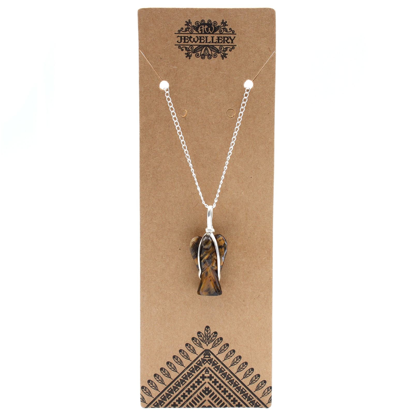 Polished Gemstone Guardian Angel Pendant - Tiger Eye featuring natural patterning and unique variations - Luna Panther