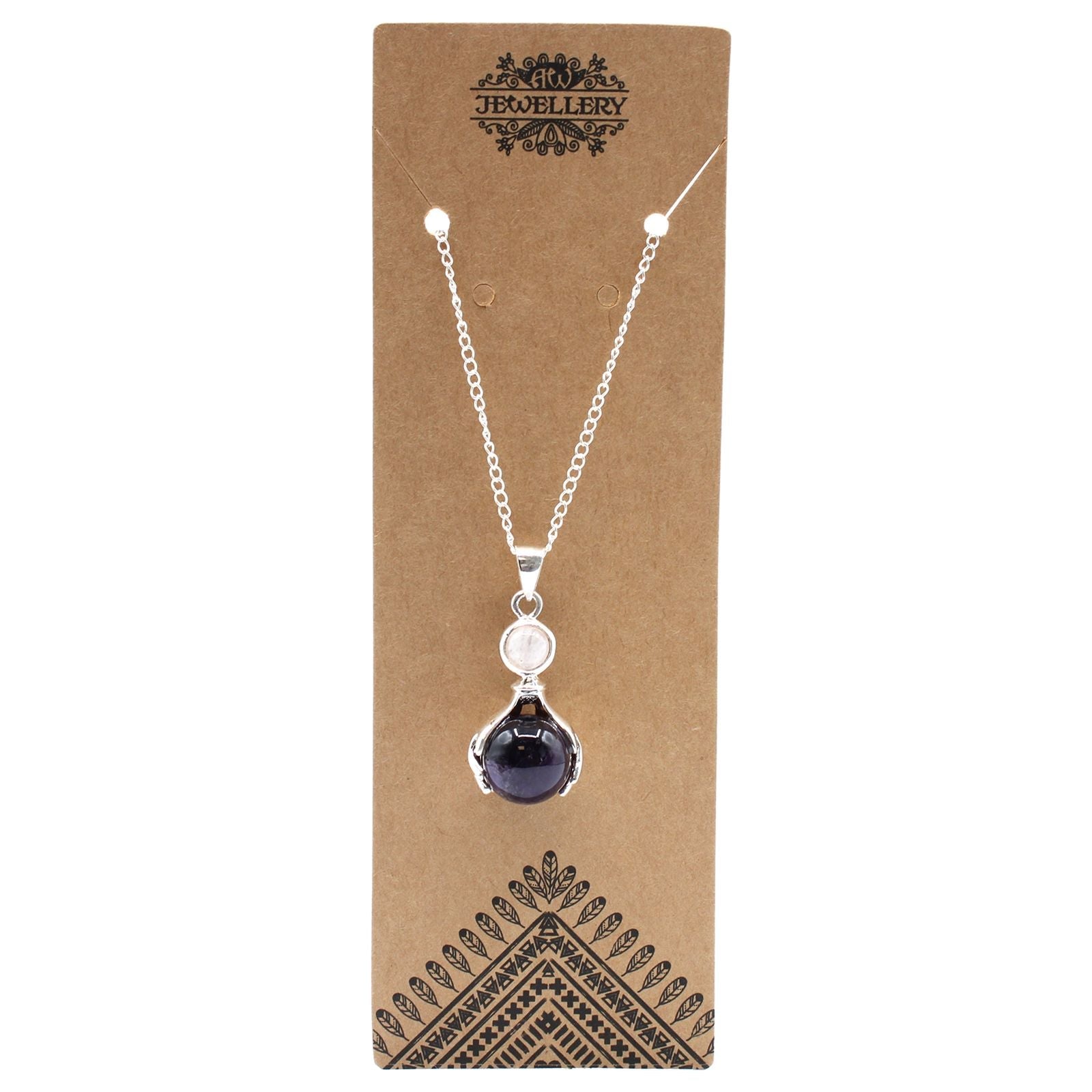 Polished Gemstone Healing Hands Pendant - Amethyst featuring rich purple colour and natural clarity - Luna Panther