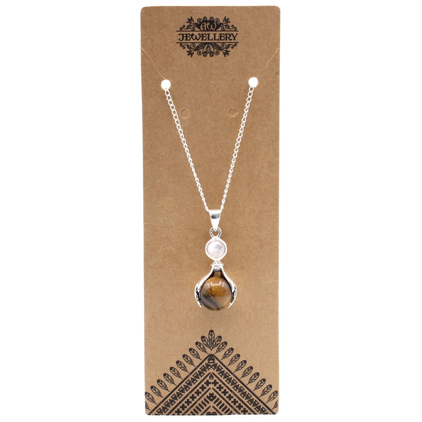 Polished Gemstone Healing Hands Pendant - Tiger Eye featuring natural patterning and unique variations - Luna Panther