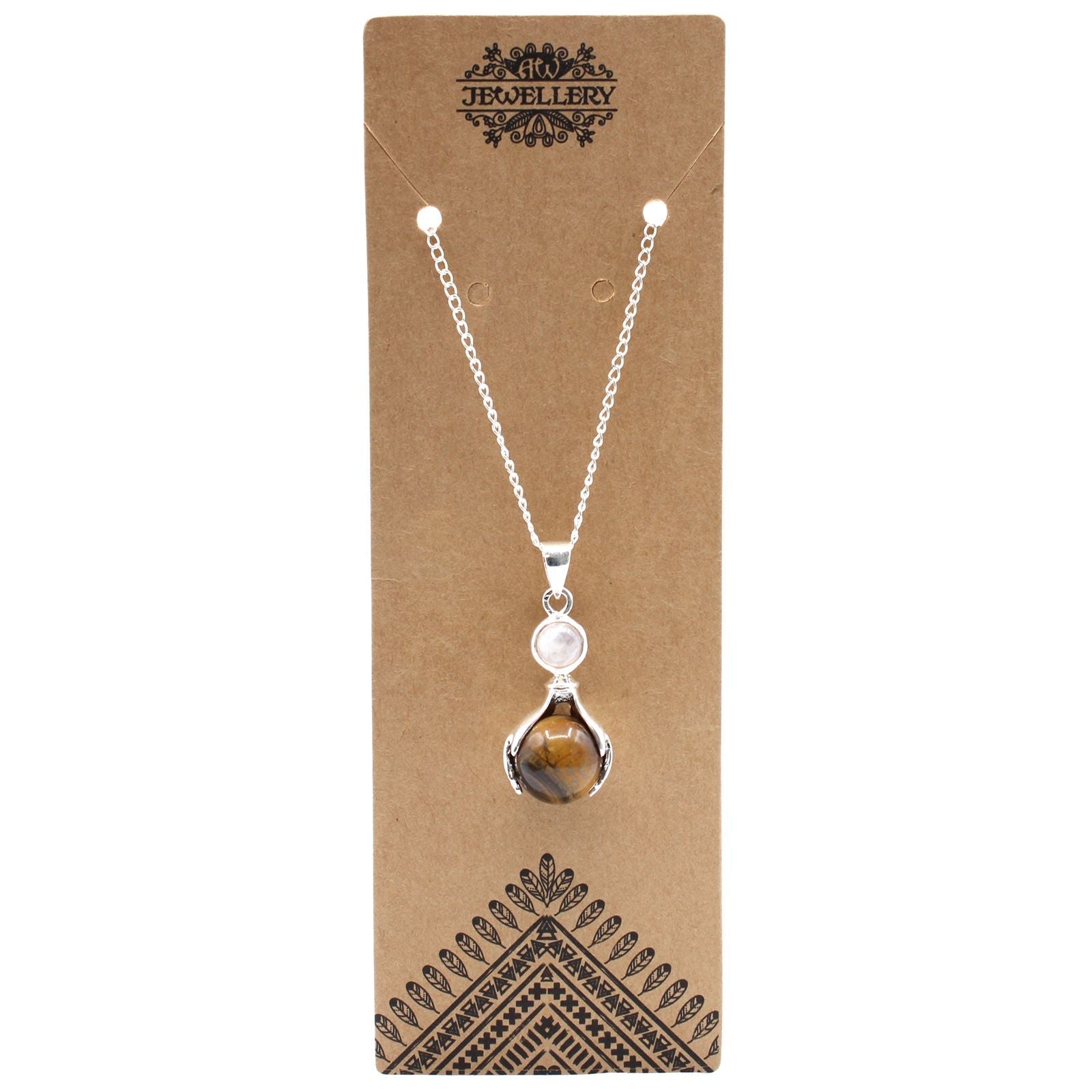 Polished Gemstone Healing Hands Pendant - Tiger Eye featuring natural patterning and unique variations - Luna Panther