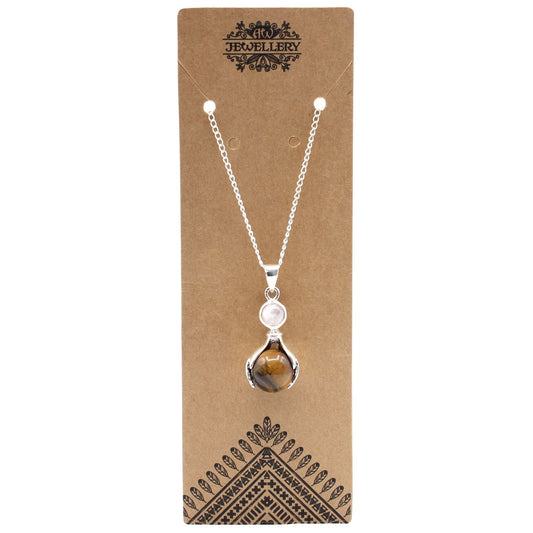 Polished Gemstone Healing Hands Pendant - Tiger Eye featuring natural patterning and unique variations - Luna Panther