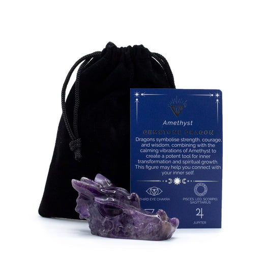 Gemstone Large Dragon Head- Amethyst - Luna Panther