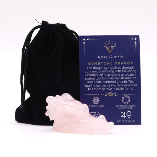 Gemstone Large Dragon Head- Rose Quartz - Luna Panther