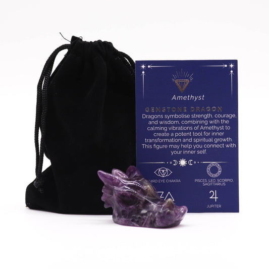 Gemstone Small Dragon Head- Amethyst - Luna Panther