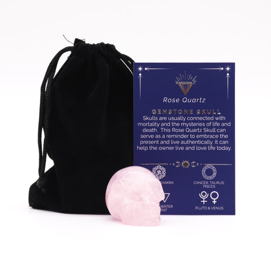 Gemstone Small Skull – Rose Quartz - Luna Panther