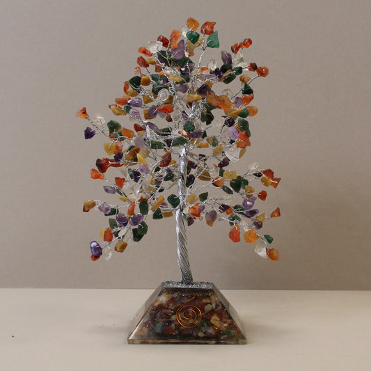 Polished Gemstone Tree with Orgonite Base - 320 Stone - Multi Stone featuring natural patterning and unique variations - Luna Panther