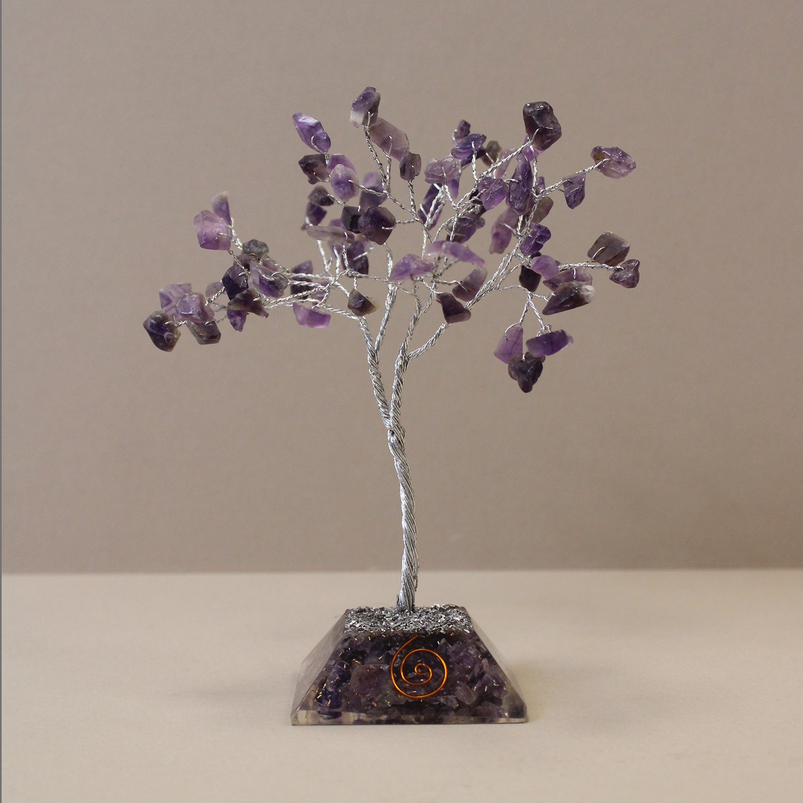 Polished Gemstone Tree with Orgonite Base - 80 Stone - Amethyst featuring rich purple colour and natural clarity - Luna Panther
