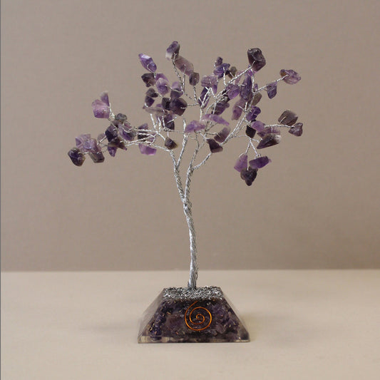 Polished Gemstone Tree with Orgonite Base - 80 Stone - Amethyst featuring rich purple colour and natural clarity - Luna Panther