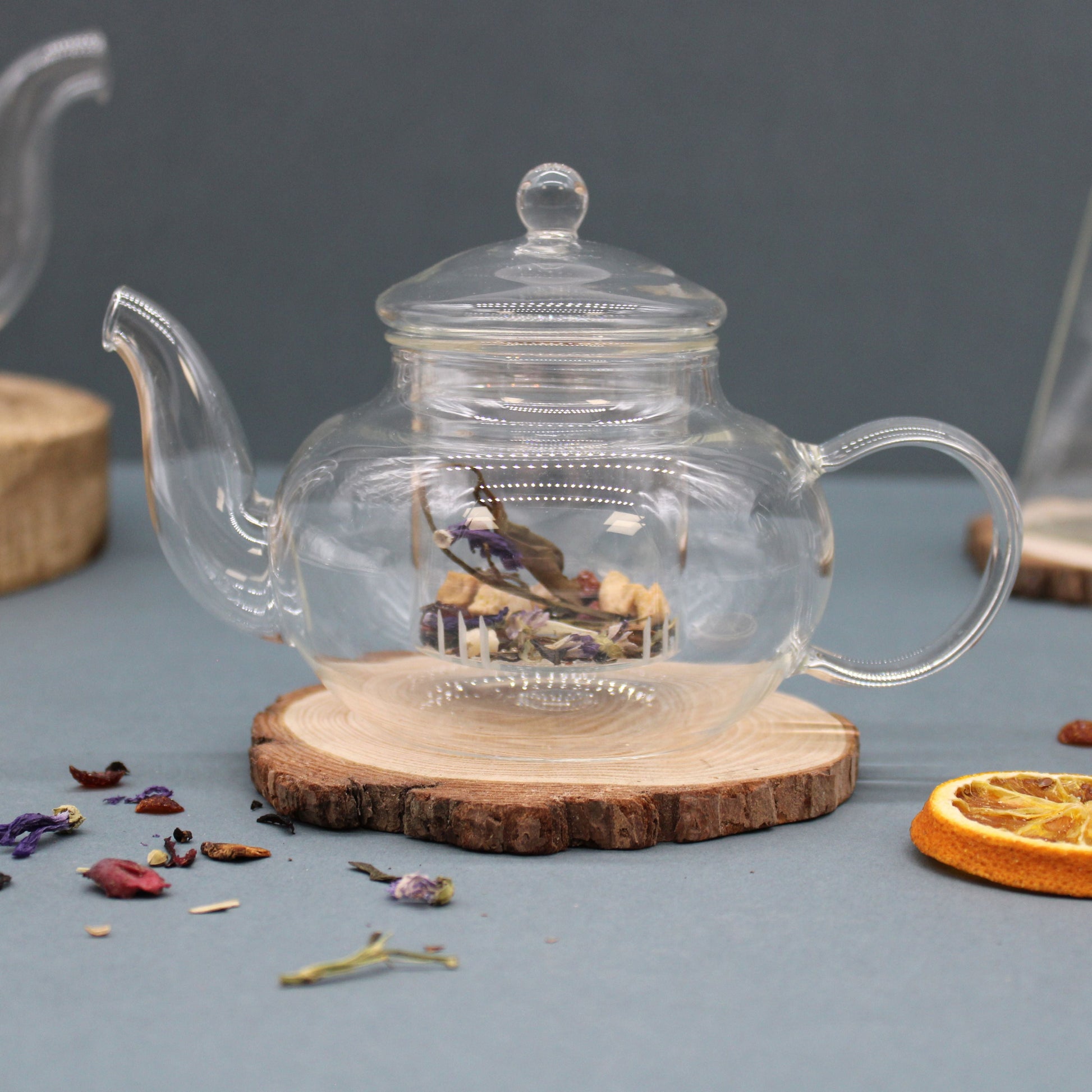 Glass Infuser Teapot - Round Pearl - 400ml - Luna Panther