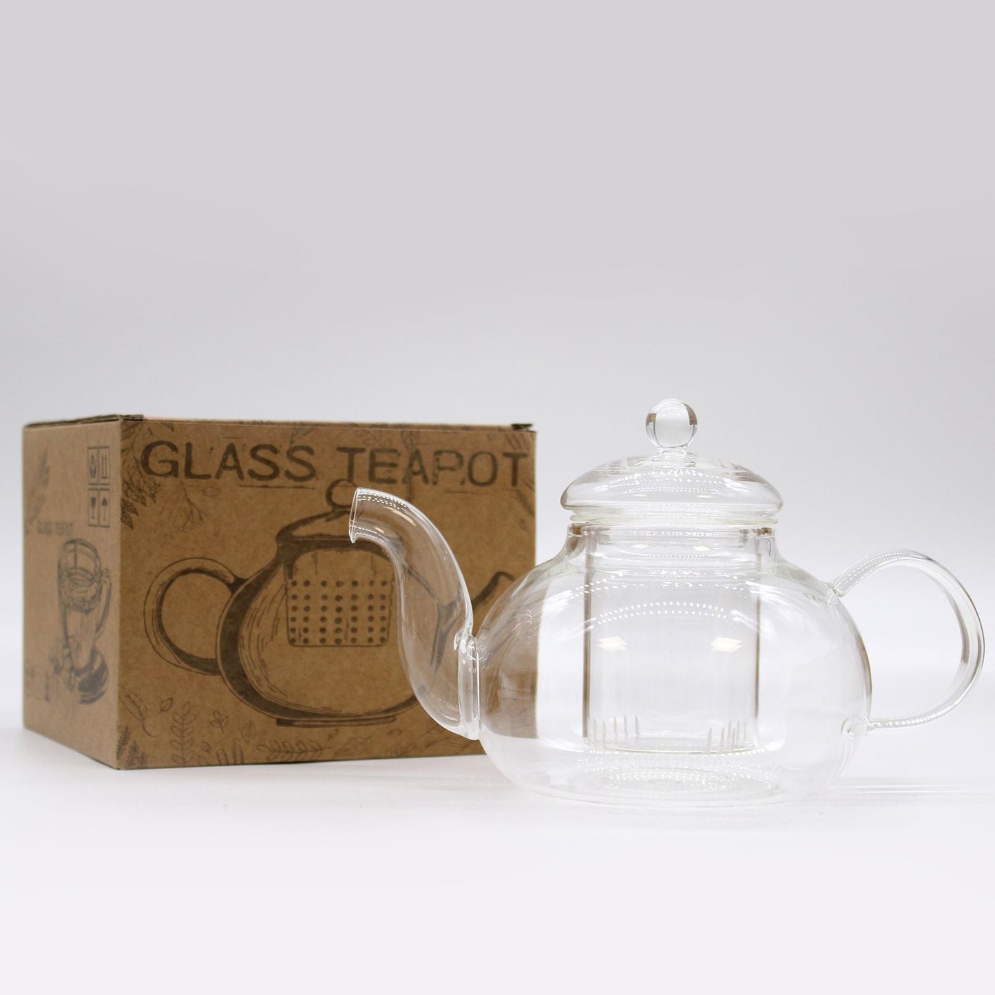 Glass Infuser Teapot - Round Pearl - 800ml - Luna Panther