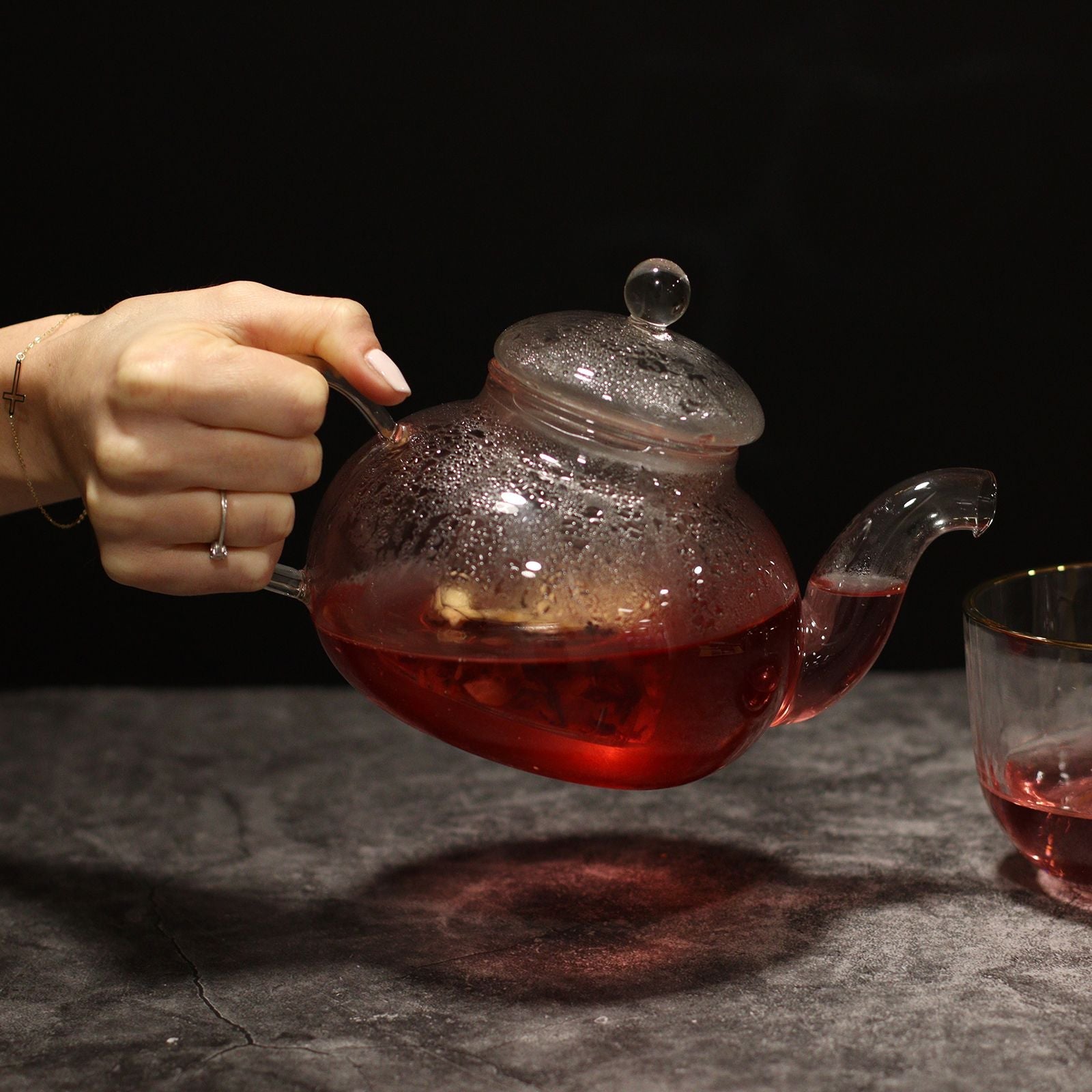 Glass Infuser Teapot - Round Pearl - 800ml - Luna Panther