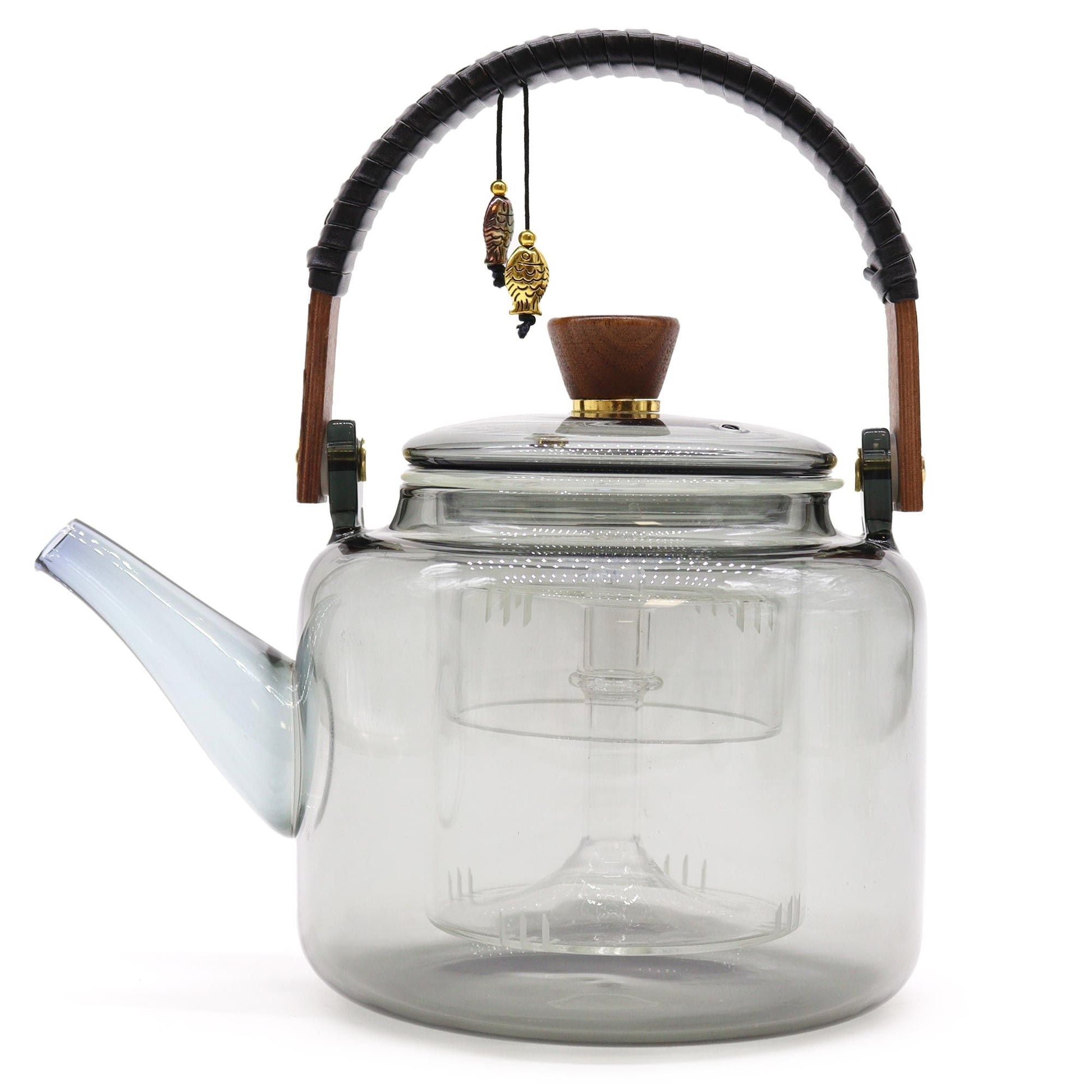 Glass Infuser Teapot - With Steamer System Charcoal - 1000ml - Luna Panther