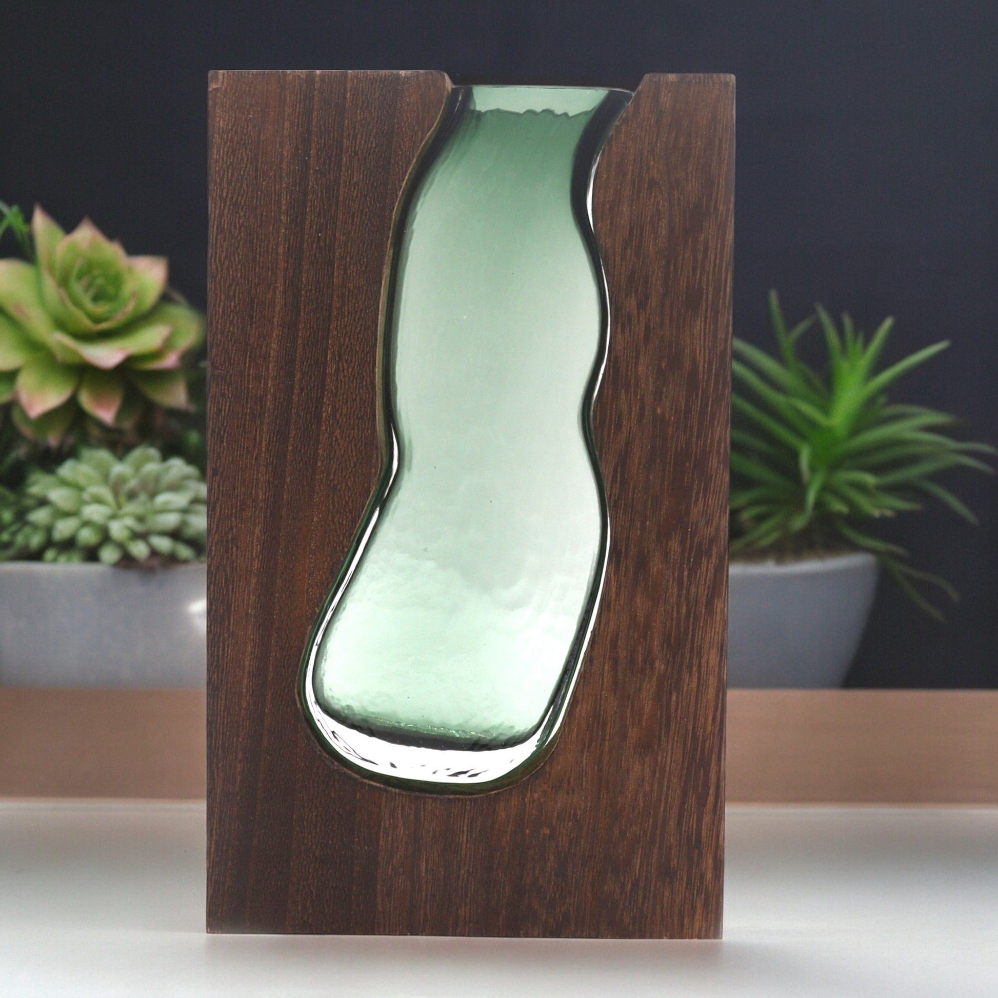 Glass Vase/Terrarium inside Dark Tung Wood - Luna Panther