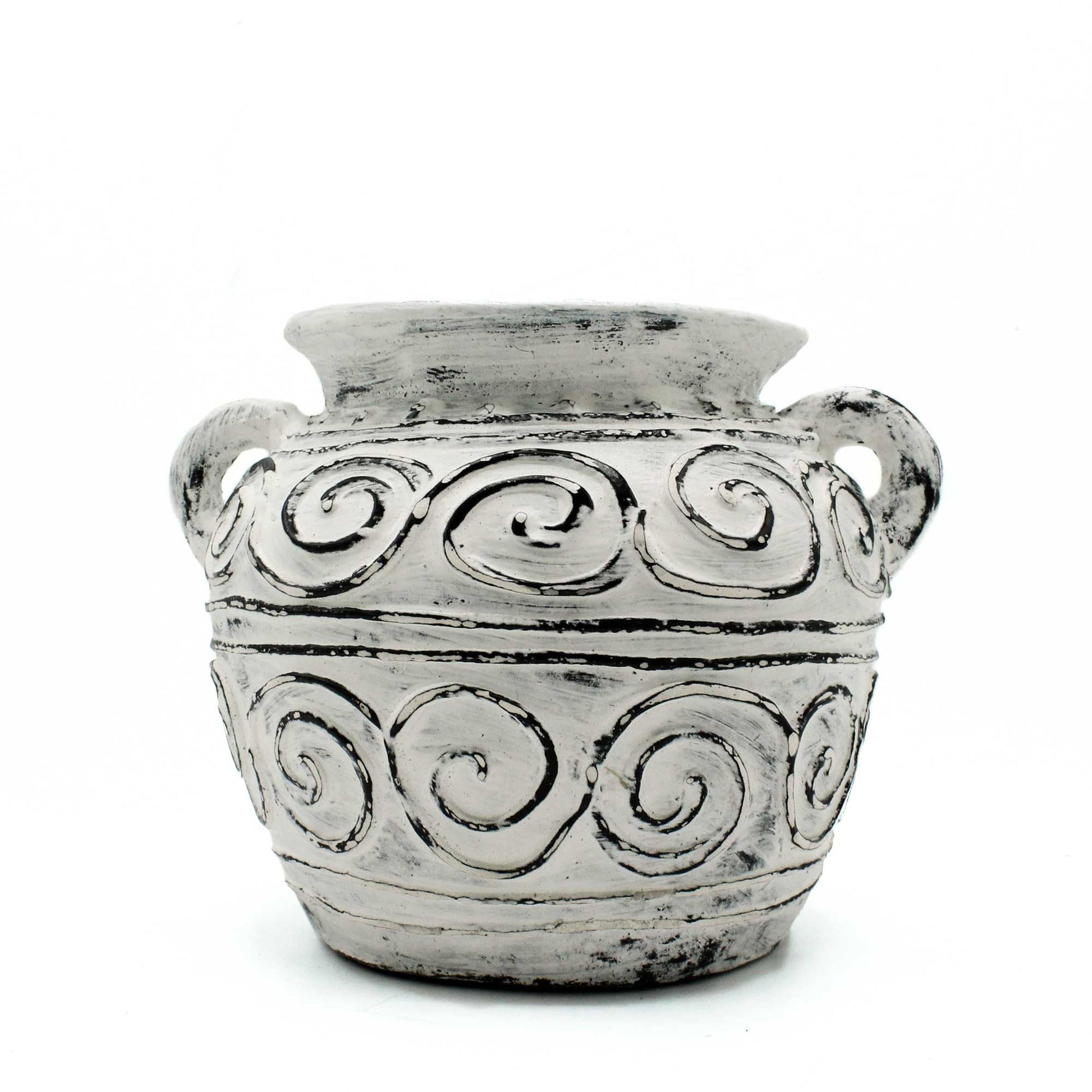 Greek Clay Plant Pot With Handles - Cream 15cm - Luna Panther