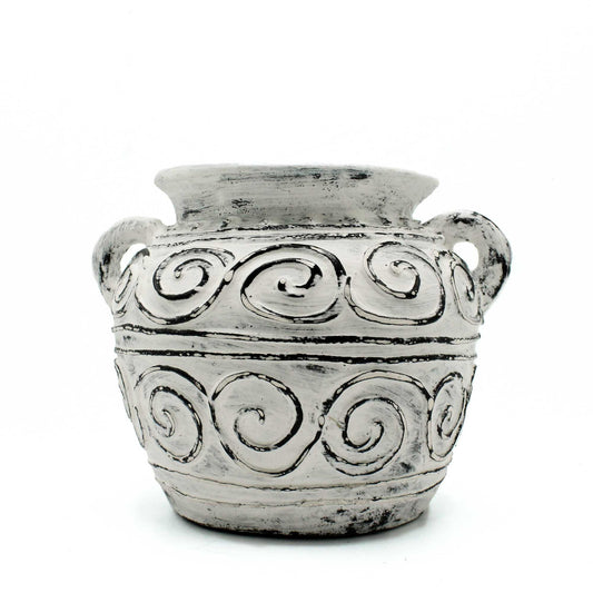Greek Clay Plant Pot With Handles - Cream 15cm - Luna Panther
