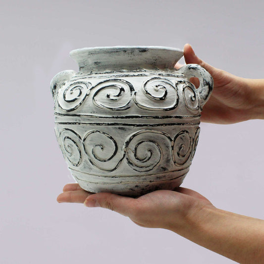 Greek Clay Plant Pot With Handles - Cream 15cm - Luna Panther alternate view