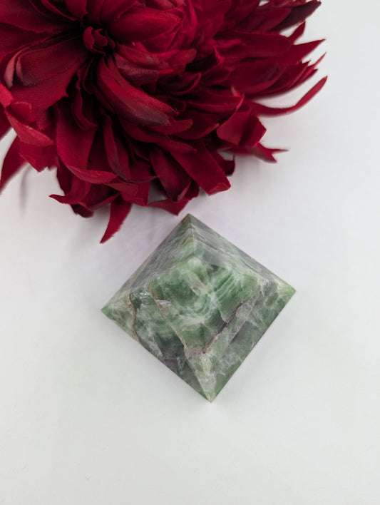 Polished Green Fluorite Pyramid 55Mm featuring banded green‑purple hues and glassy clarity - Luna Panther alternate view