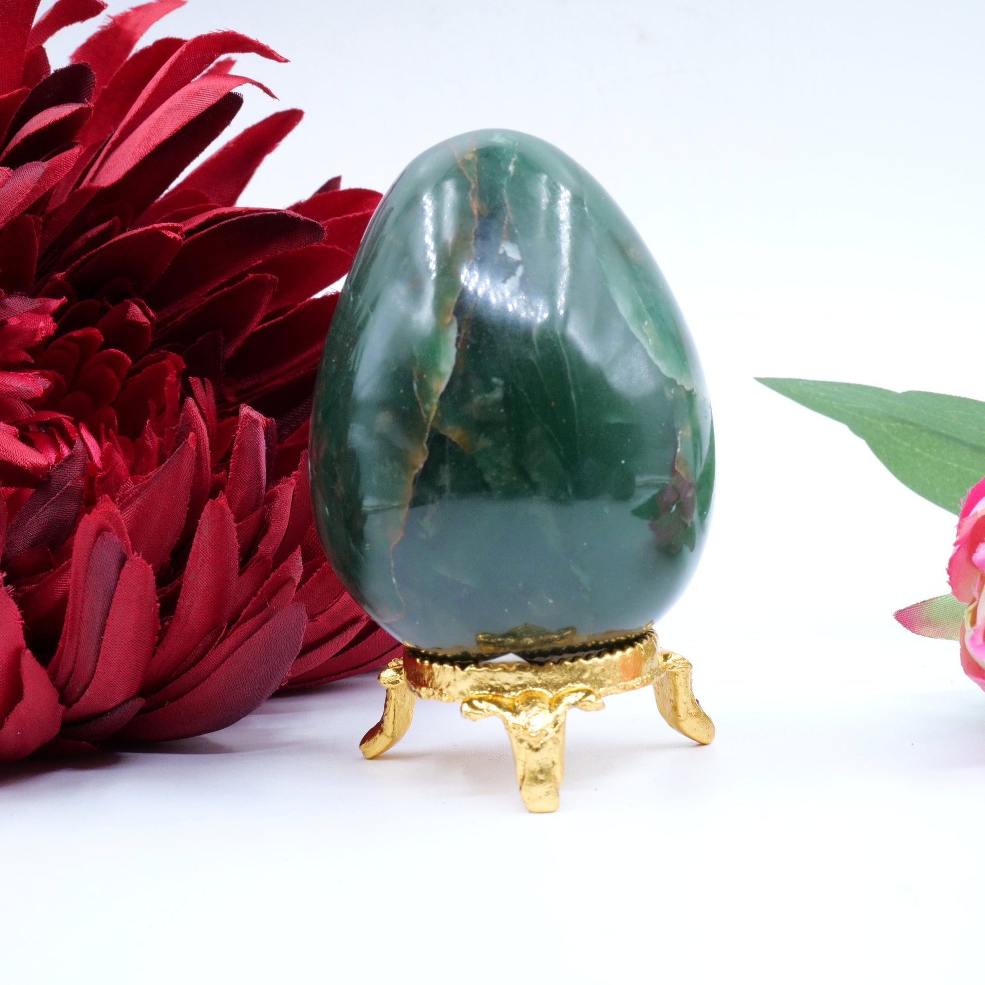 Polished Green Jade Egg 212G featuring serene green tone and smooth polish - Luna Panther