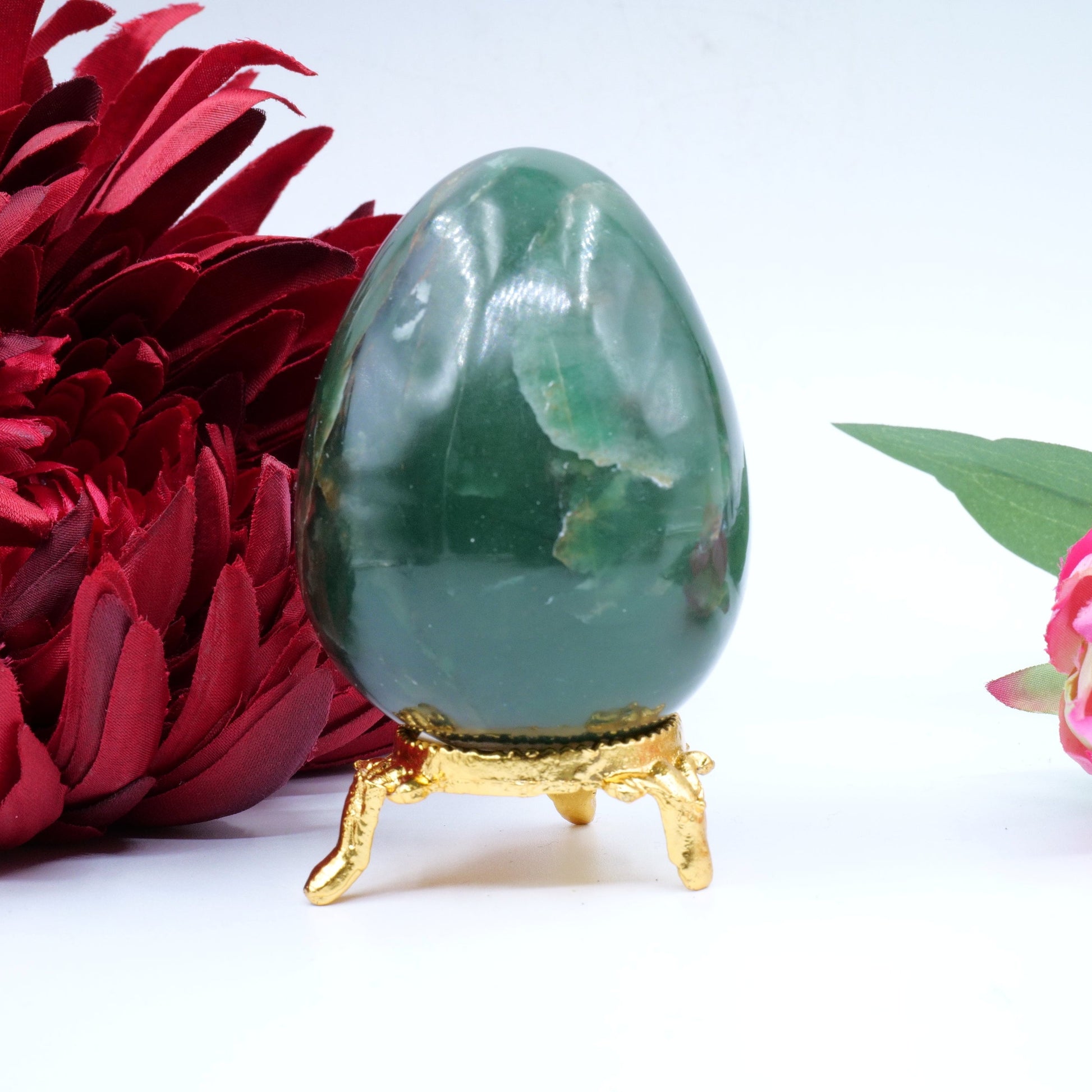Polished Green Jade Egg 212G featuring serene green tone and smooth polish - Luna Panther