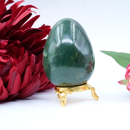 Polished Green Jade Egg 212G featuring serene green tone and smooth polish - Luna Panther alternate view