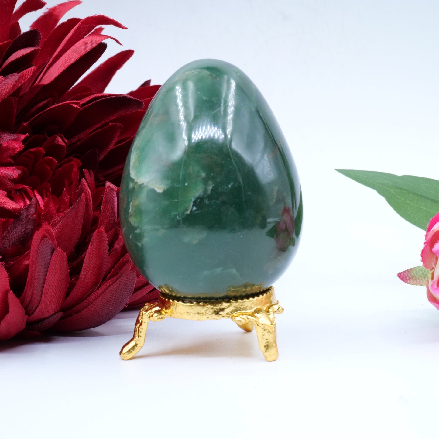 Polished Green Jade Egg 212g featuring serene green tone and smooth polish - Luna Panther