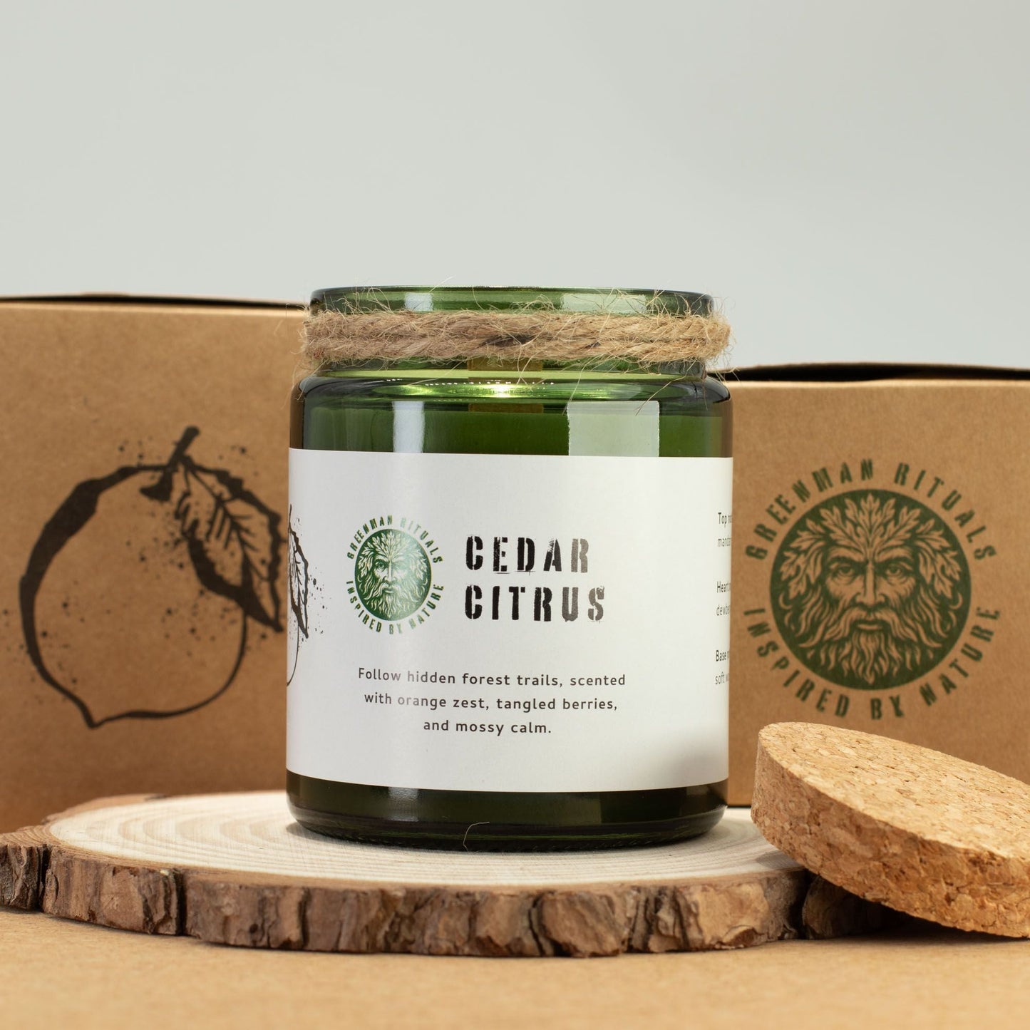 Greenman Woodwick Soy Candle - Cedar Citrus - Luna Panther