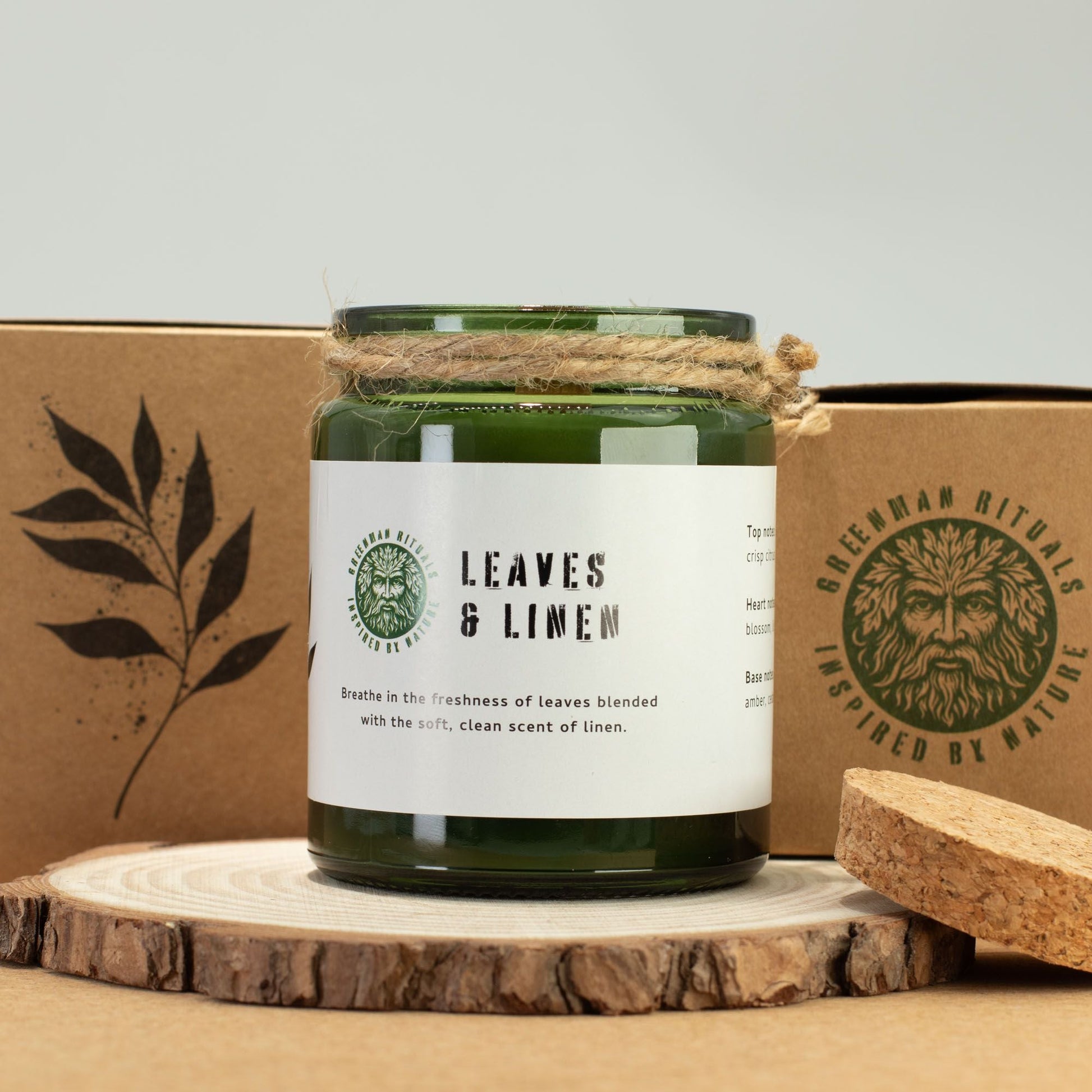 Greenman Woodwick Soy Candle - Leaves & Linen - Luna Panther