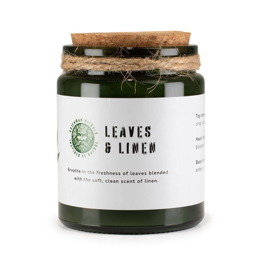 Greenman Woodwick Soy Candle - Leaves & Linen - Luna Panther