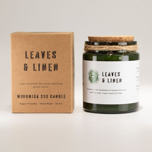 Greenman Woodwick Soy Candle - Leaves & Linen - Luna Panther alternate view