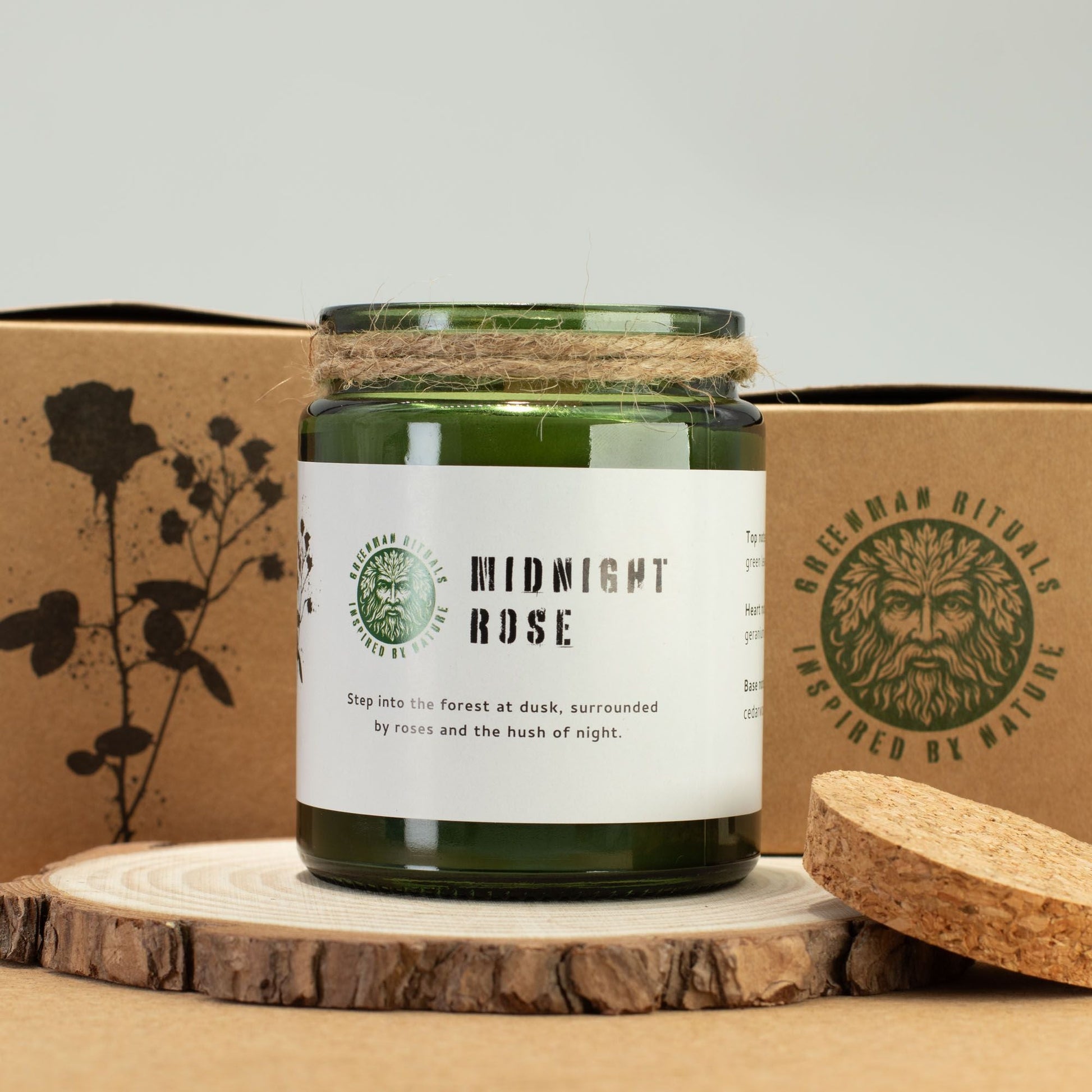Greenman Woodwick Soy Candle - Midnight Rose - Luna Panther