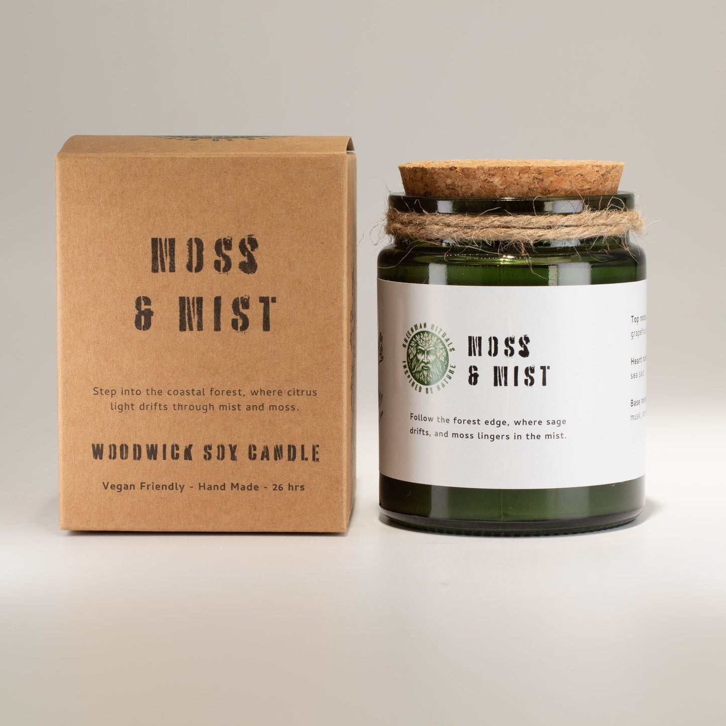 Greenman Woodwick Soy Candle - Moss & Mist - Luna Panther