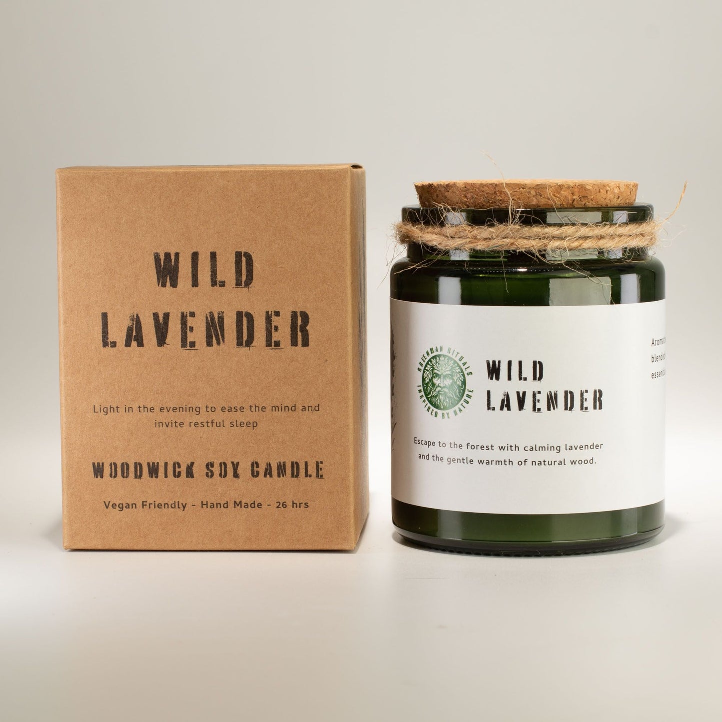 Greenman Woodwick Soy Candle - Wild Lavender - Luna Panther