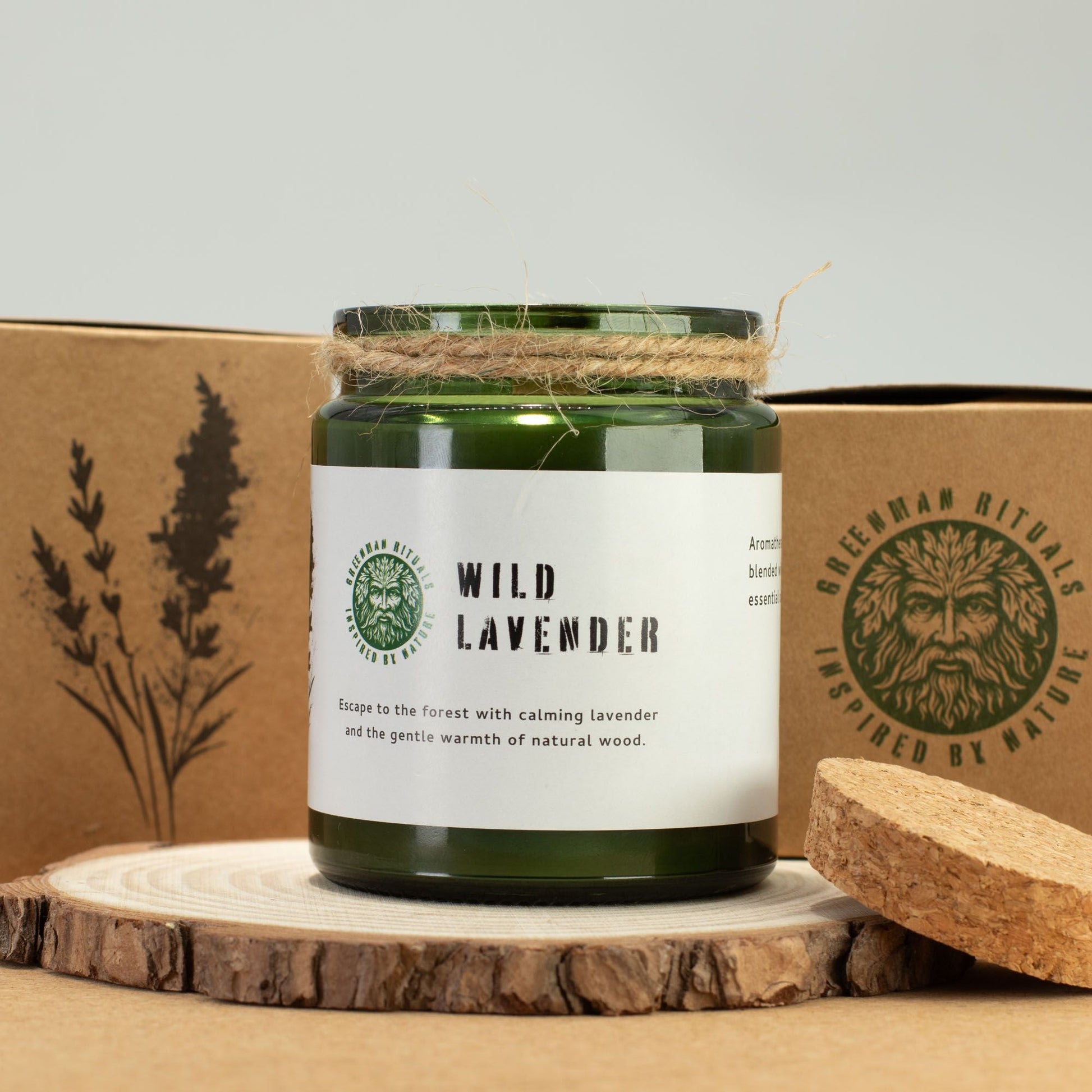 Greenman Woodwick Soy Candle - Wild Lavender - Luna Panther
