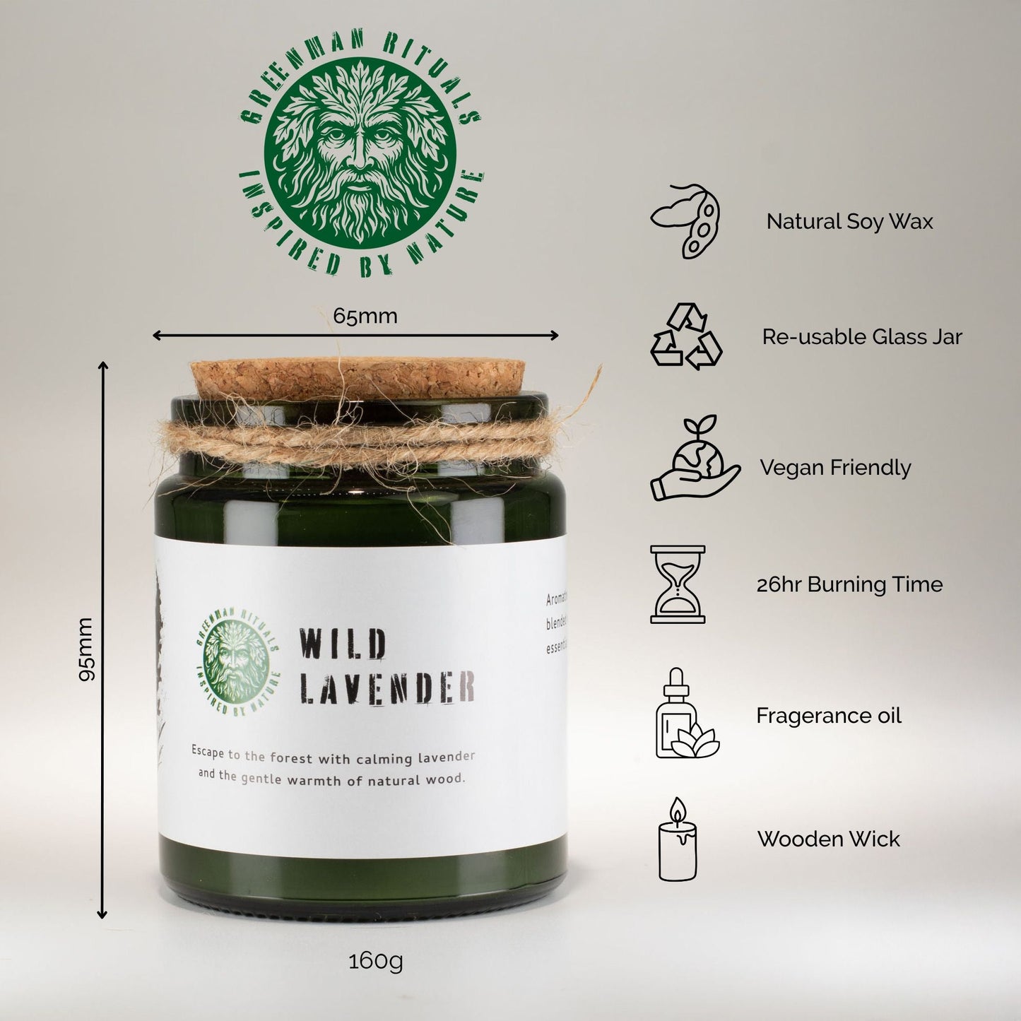 Greenman Woodwick Soy Candle - Woodland Zest - Luna Panther