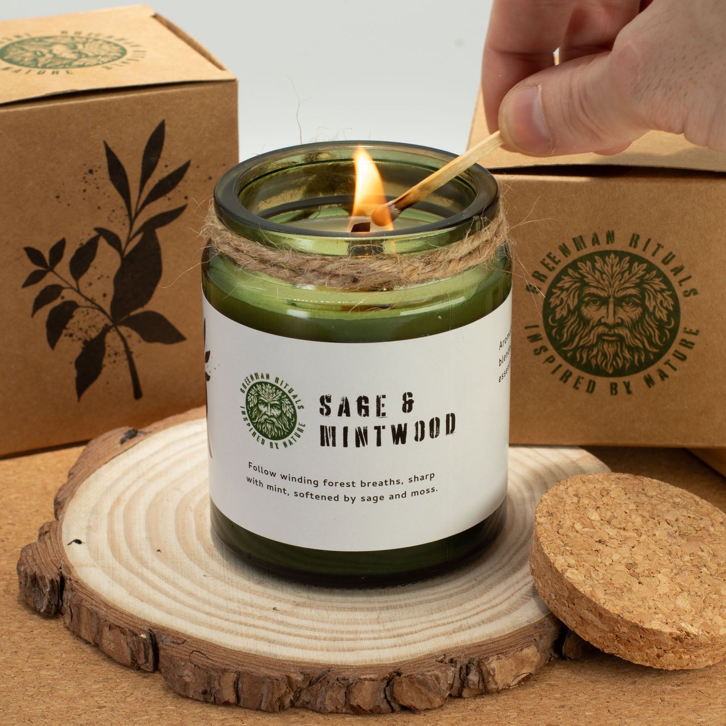 Greenman Woodwick Soy Candle - Woodland Zest - Luna Panther