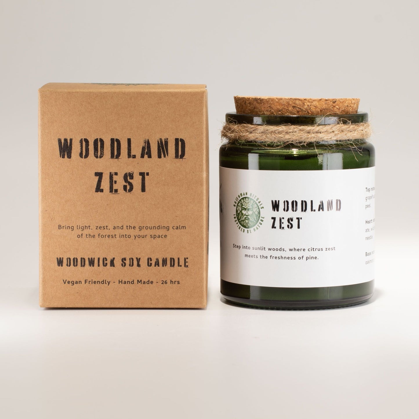 Greenman Woodwick Soy Candle - Woodland Zest - Luna Panther