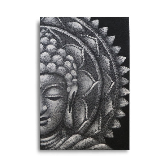 Grey Half Buddha Mandala 60x80cm - Luna Panther