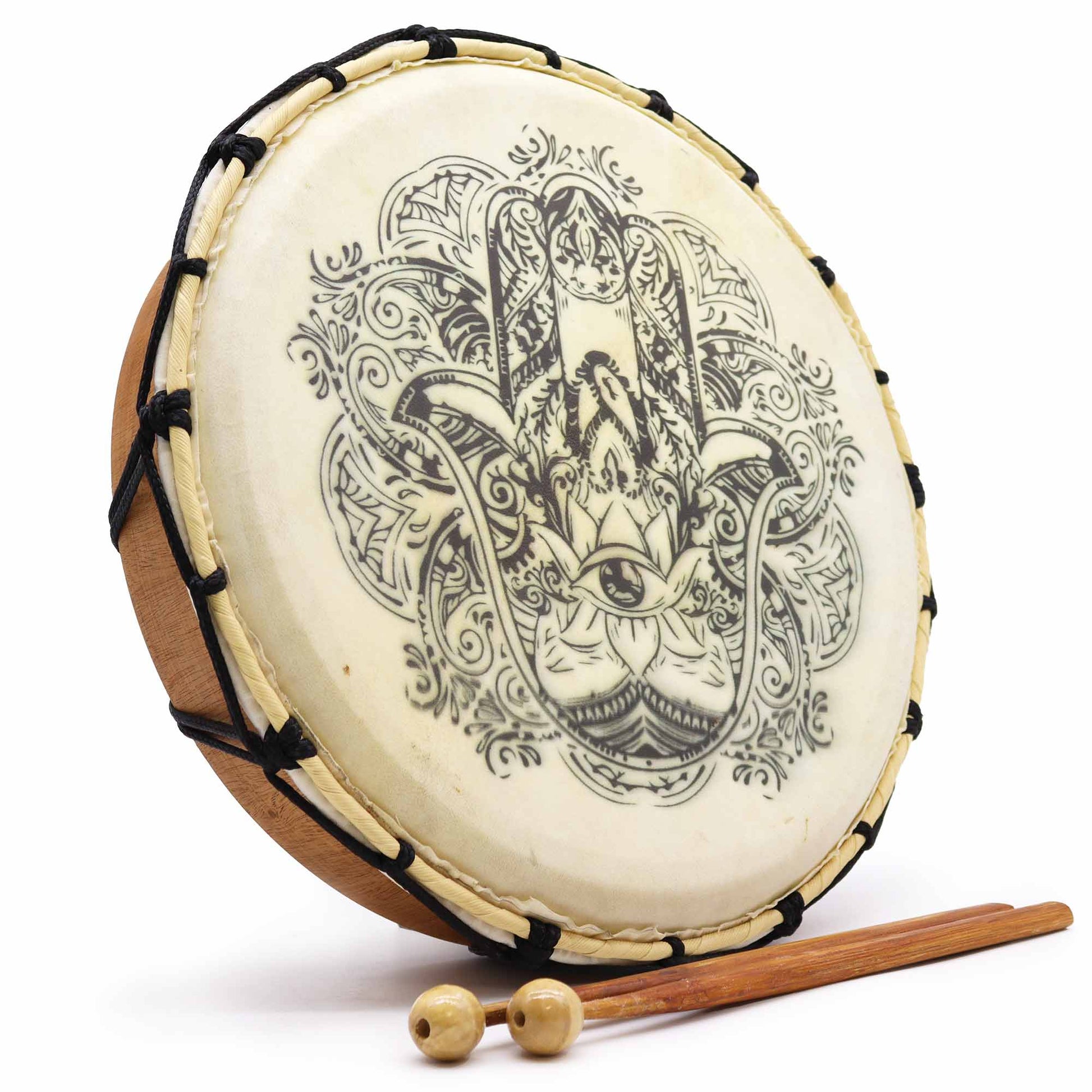 Hamsa Shamanic Drum with Two Sticks - 30cm Diameter at Luna Panther
