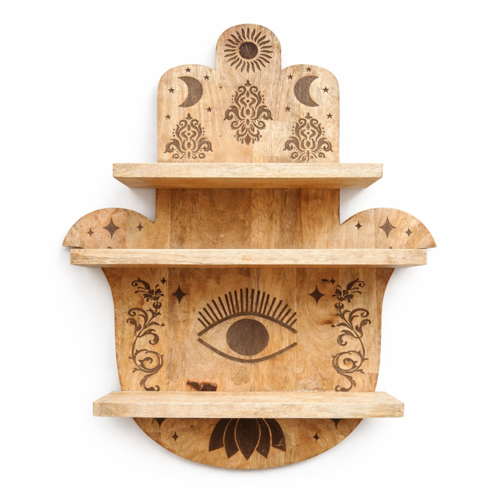 Hamsa Shaped Wall Shelf - Luna Panther
