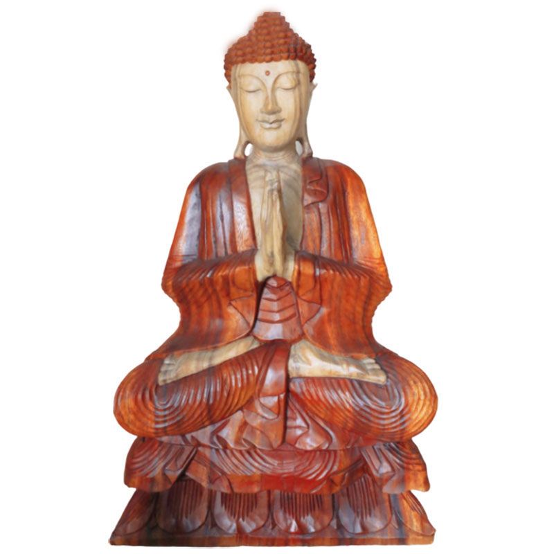 Polished Hand Carved Buddha Statue - 80cm Welcome featuring natural patterning and unique variations - Luna Panther