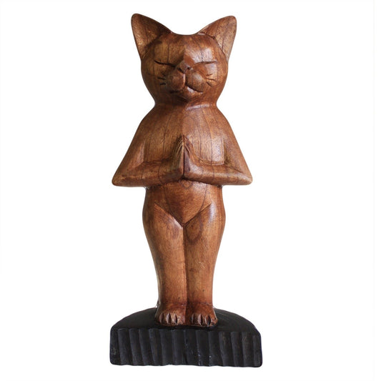 Hand-Carved Yoga Cats – Standing — sculptures & statues, image 2 of 2. alternate view