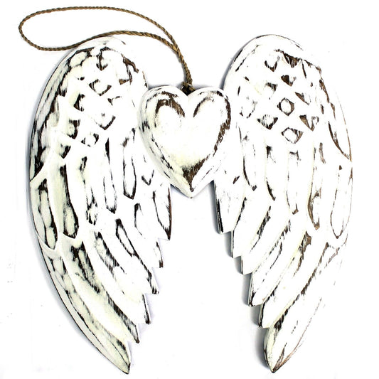 Hand Crafted Double Angel Wing & Heart - 24cm - Luna Panther