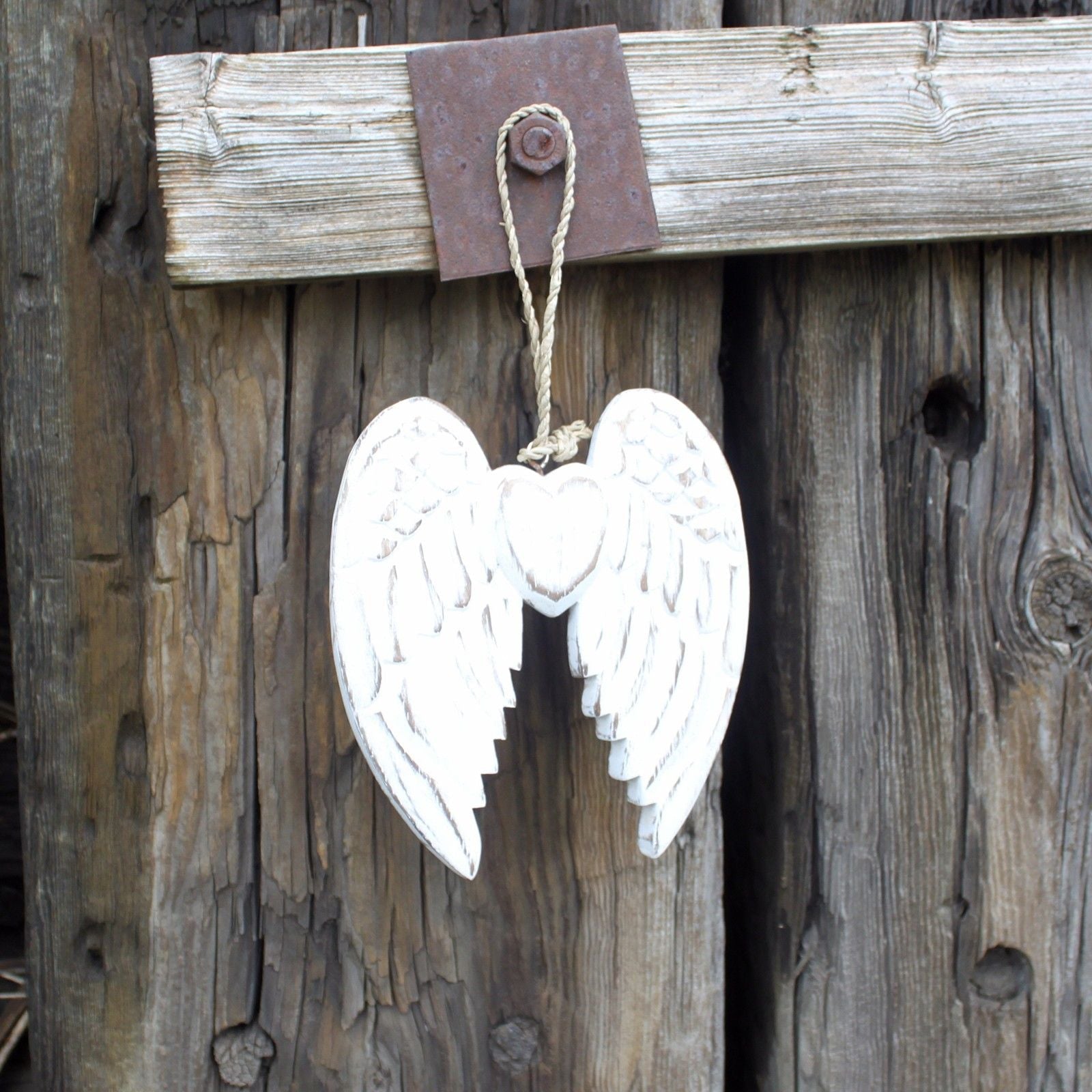 Hand Crafted Small Double Angel Wing & Heart - 15cm - Luna Panther