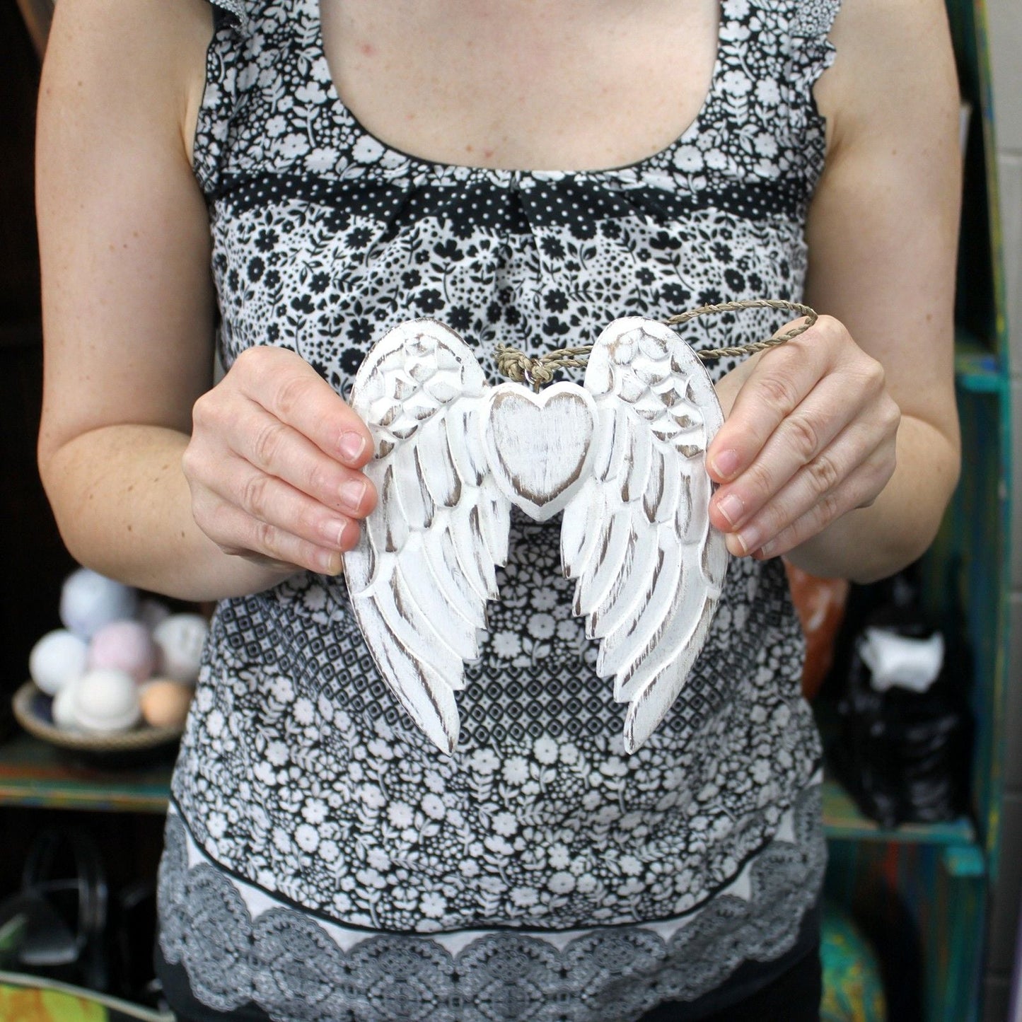 Hand Crafted Small Double Angel Wing & Heart - 15cm - Luna Panther