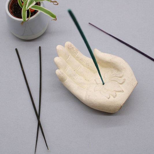 Hand Incense Burner - Lotus (white) - Luna Panther alternate view