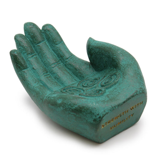 Polished Hand Incense Burner - Strength (green) featuring natural patterning and unique variations - Luna Panther