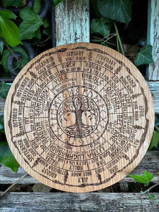 Polished Handcrafted Celtic Tree Of Life Calendar featuring natural patterning and unique variations - Luna Panther alternate view